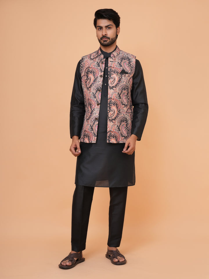 Sequence Black Jacket Kurta Set - JM43553-1300E