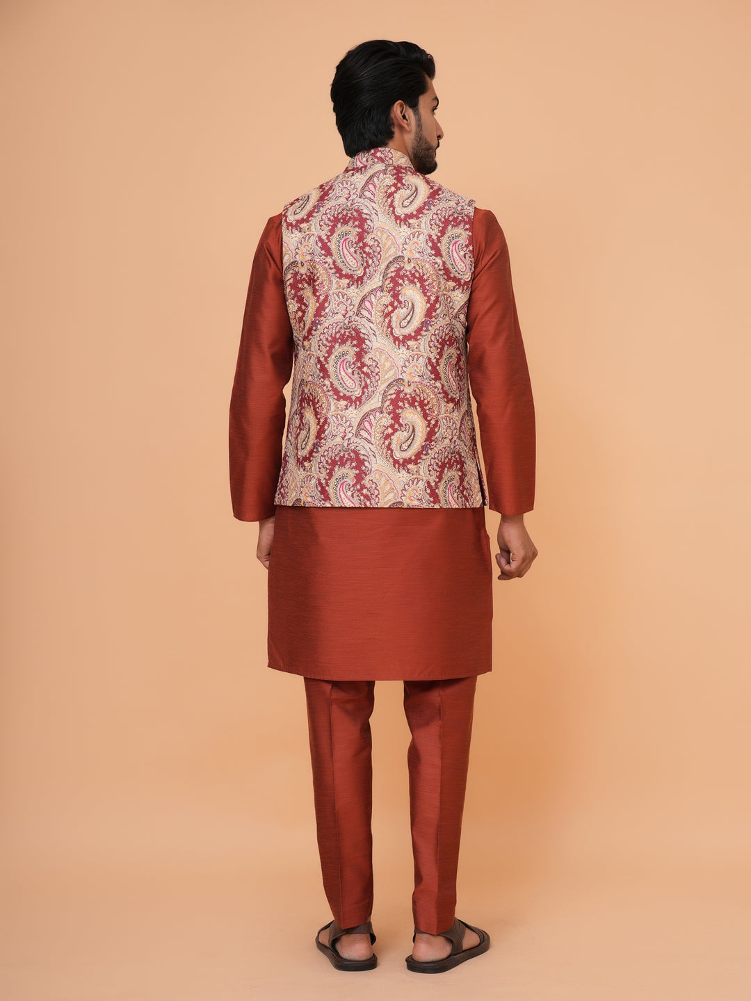 Sequence Wine Jacket Kurta Set - JM43553-1300F