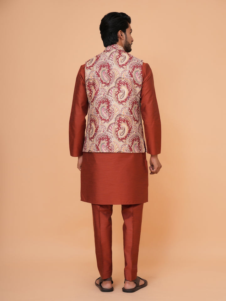 Sequence Wine Jacket Kurta Set - JM43553-1300F