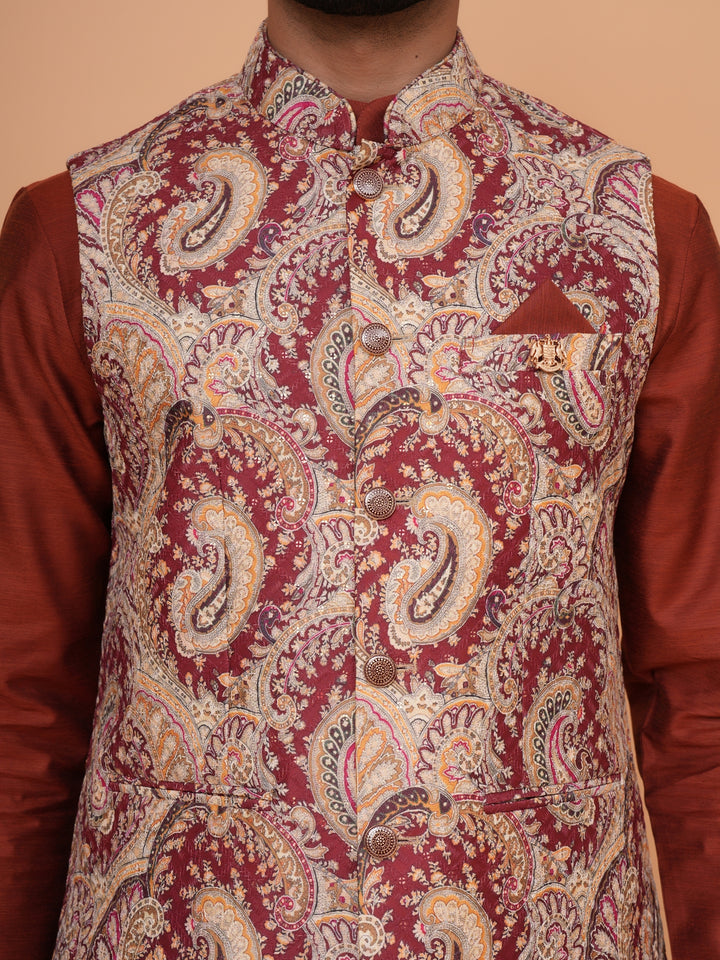 Sequence Wine Jacket Kurta Set - JM43553-1300F