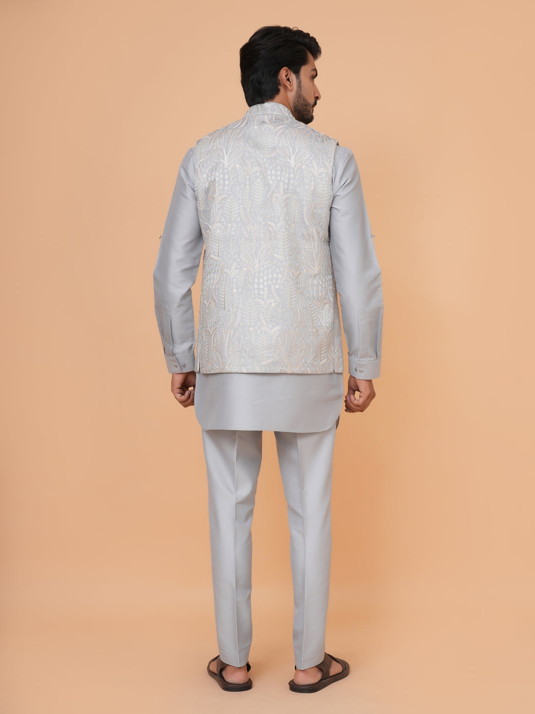 Sequence Grey Jacket Kurta Set - JT43484-66