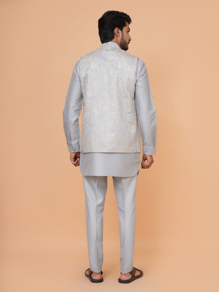 Sequence Grey Jacket Kurta Set - JT43484-66
