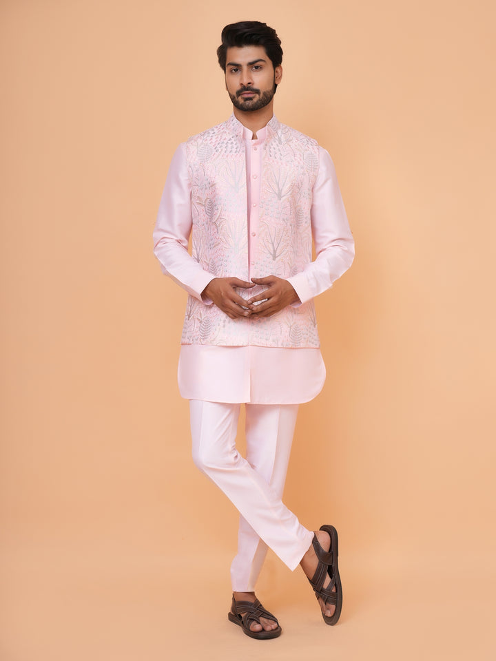 Abstract Pink Jacket Kurta Set - JT43484-8727