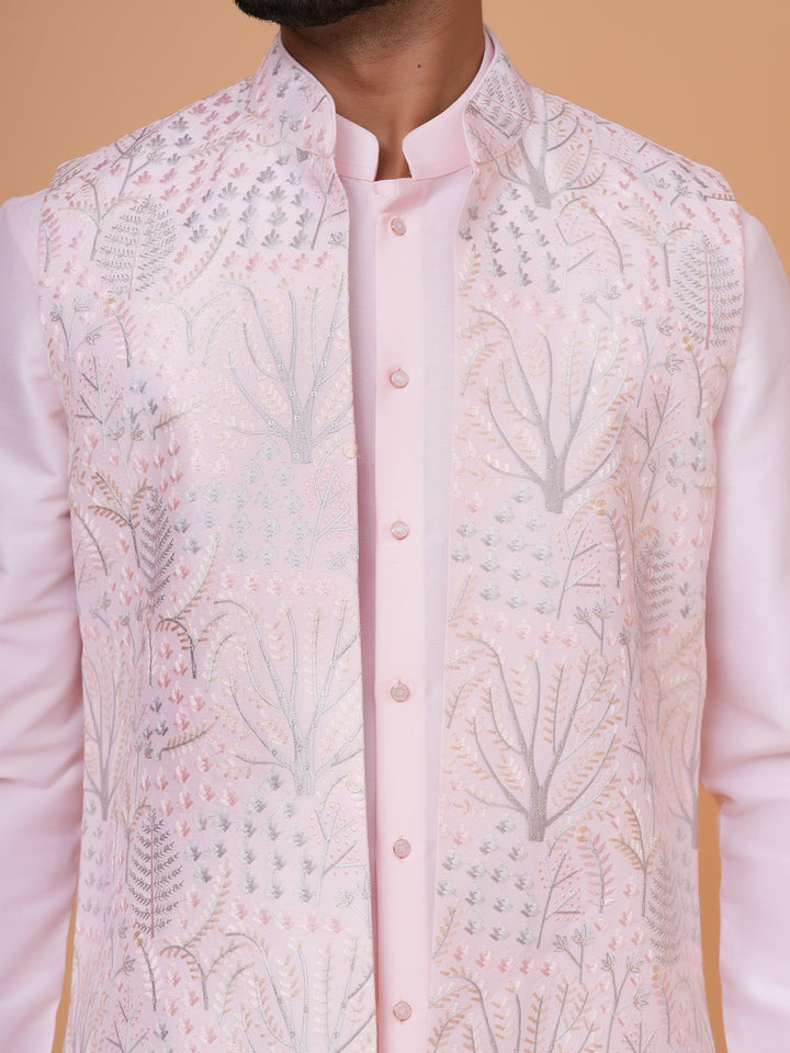 Abstract Pink Jacket Kurta Set - JT43484-8727