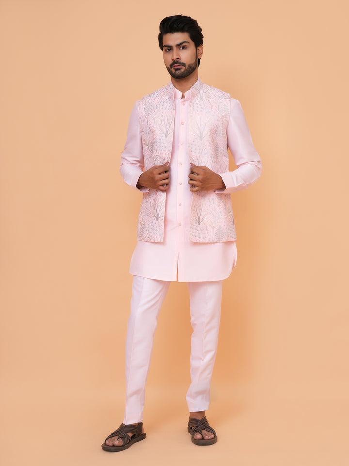 Abstract Pink Jacket Kurta Set - JT43484-8727