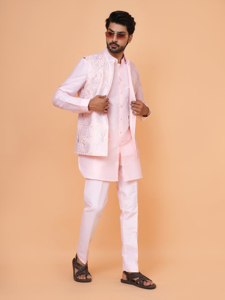 Abstract Pink Jacket Kurta Set - JT43484-8727