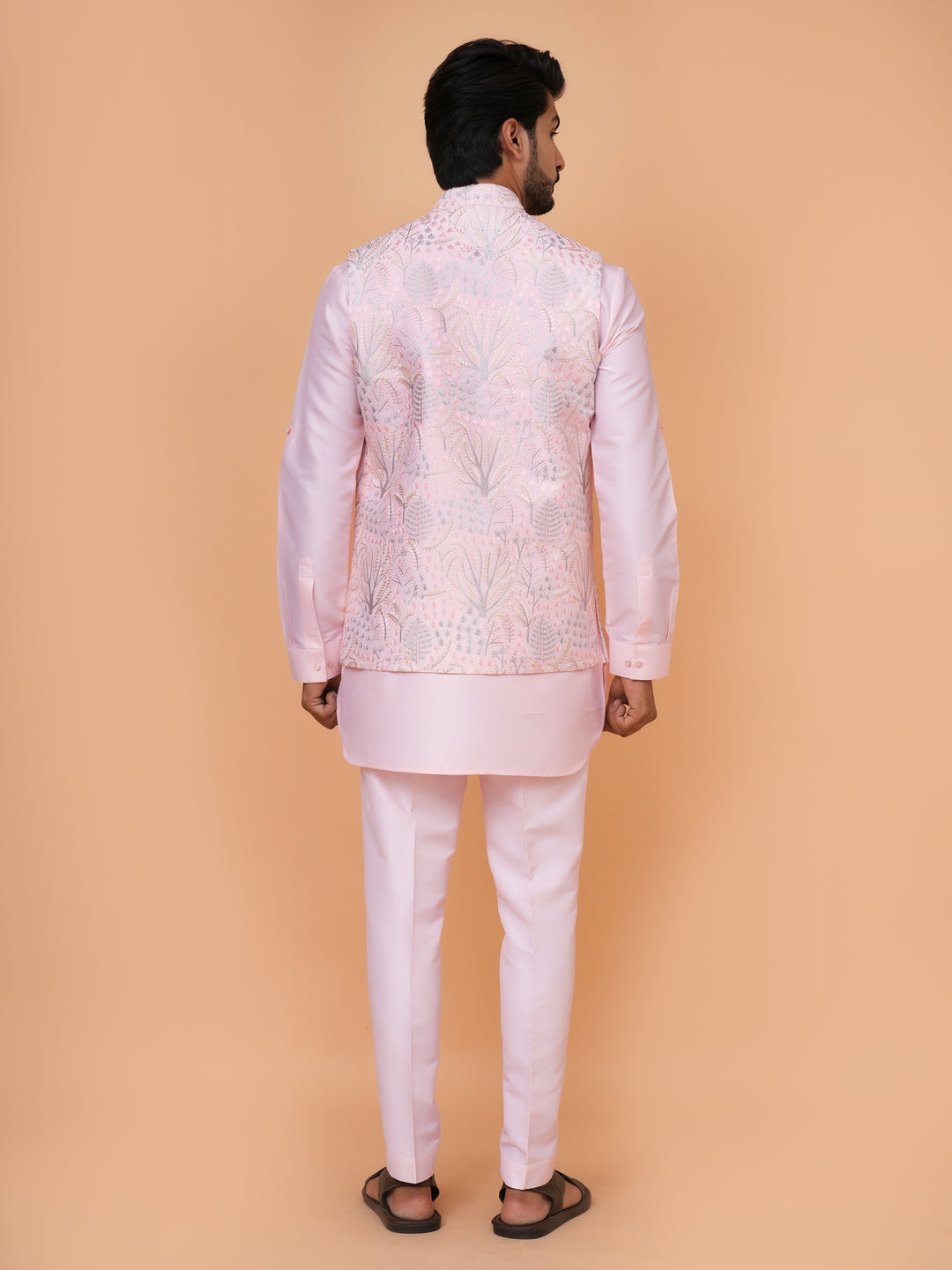 Abstract Pink Jacket Kurta Set - JT43484-8727