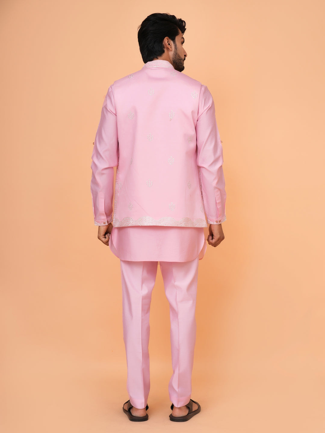 Abstract Pink Jacket Kurta Set - JT43705-2