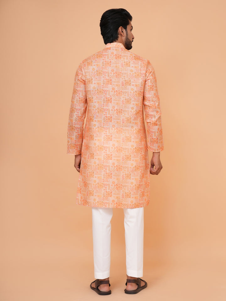 Abstract Orange Kurta Set - KM37226-3