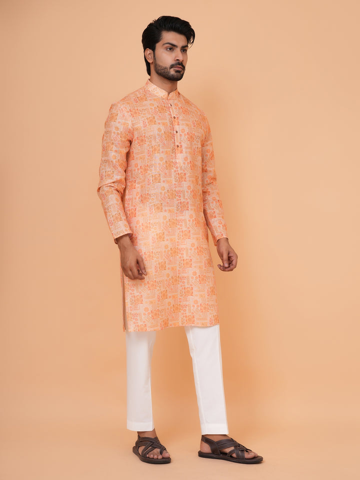 Abstract Orange Kurta Set - KM37226-3