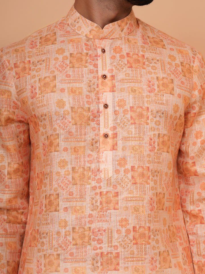 Abstract Orange Kurta Set - KM37226-3