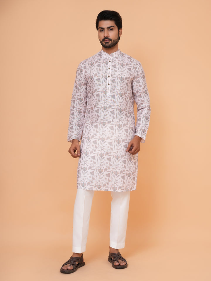 Floral Off White Kurta Set - KM37226-4