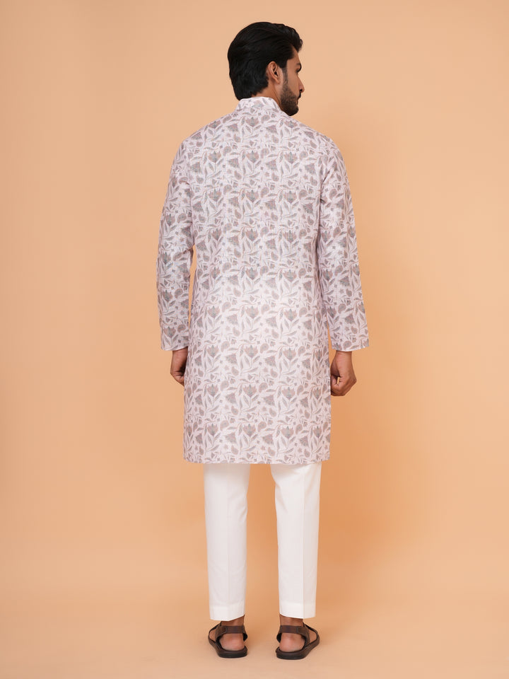 Floral Off White Kurta Set - KM37226-4