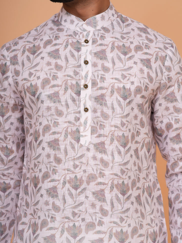 Floral Off White Kurta Set - KM37226-4