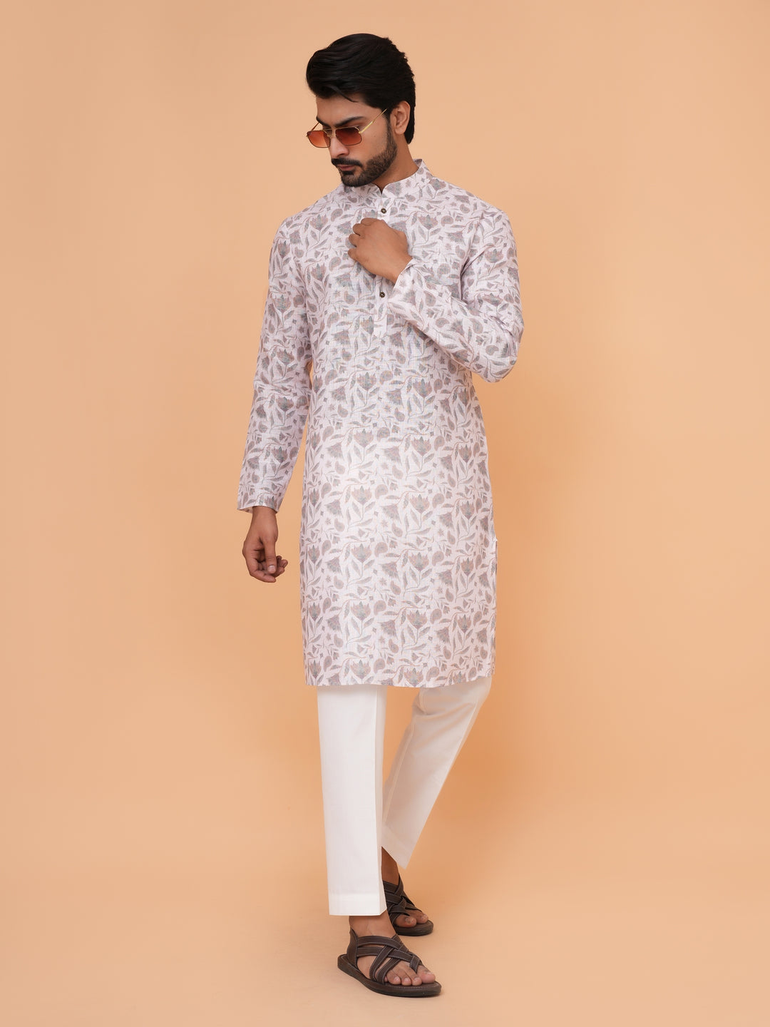 Floral Off White Kurta Set - KM37226-4