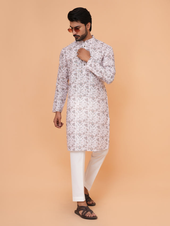 Floral Off White Kurta Set - KM37226-4