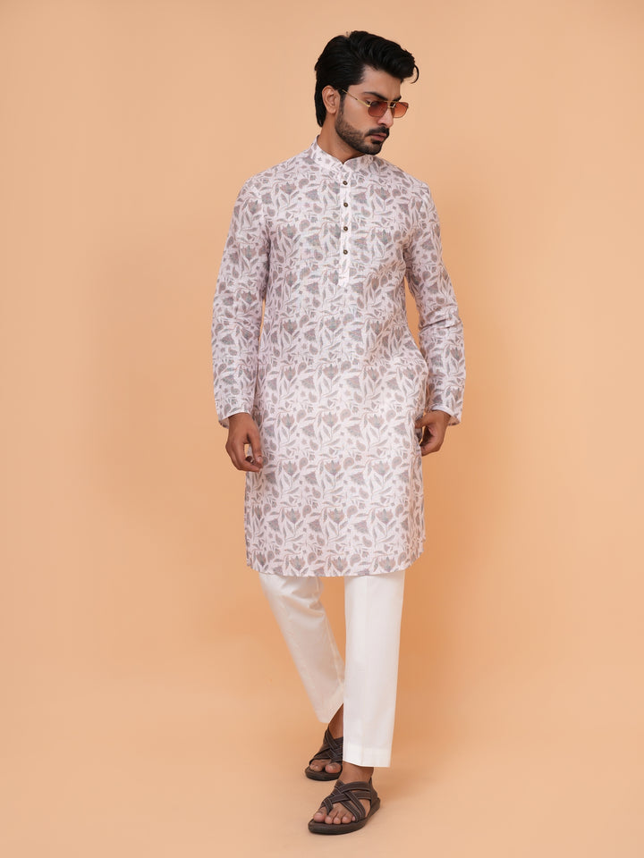 Floral Off White Kurta Set - KM37226-4