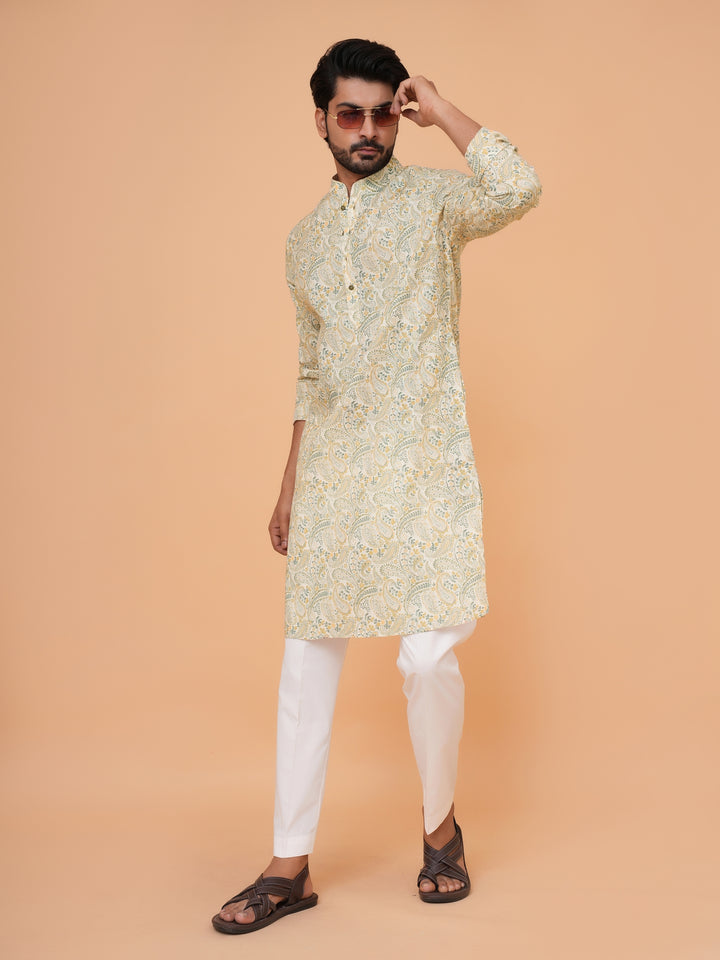 Paisley Green Kurta Set - KM44731-1