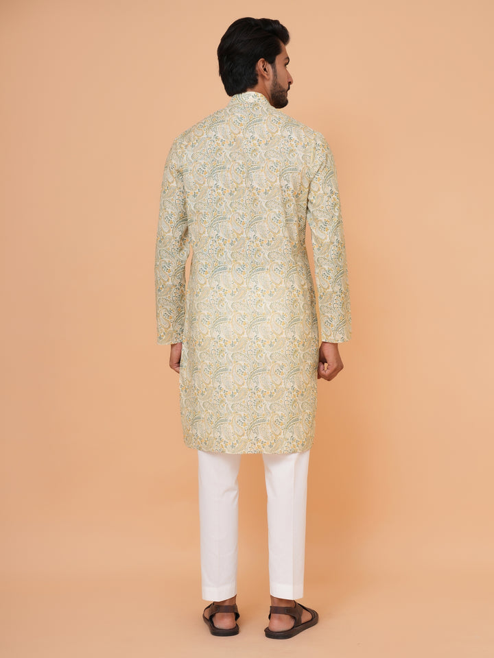Paisley Green Kurta Set - KM44731-1