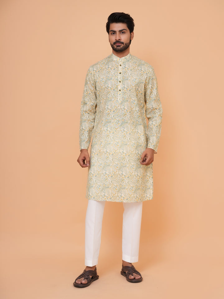 Paisley Green Kurta Set - KM44731-1