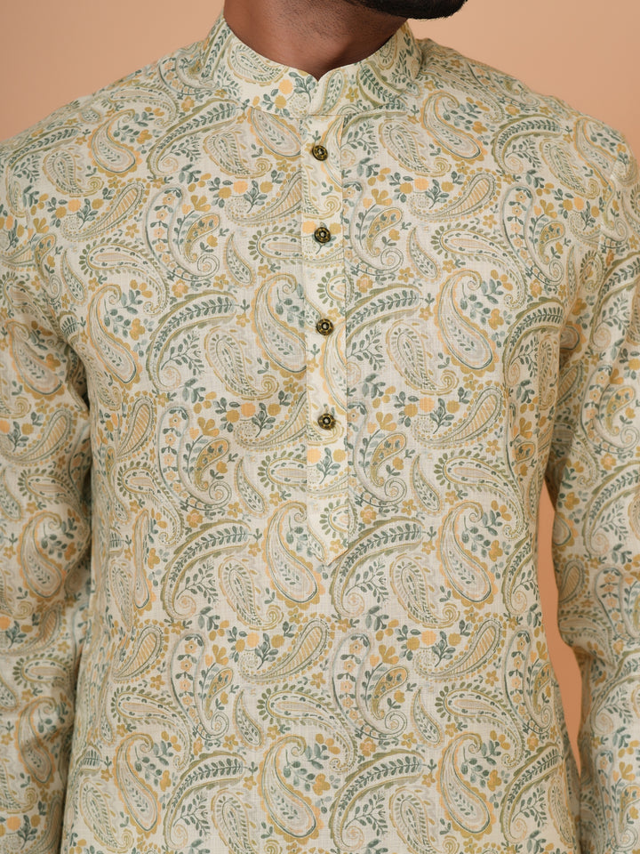 Paisley Green Kurta Set - KM44731-1