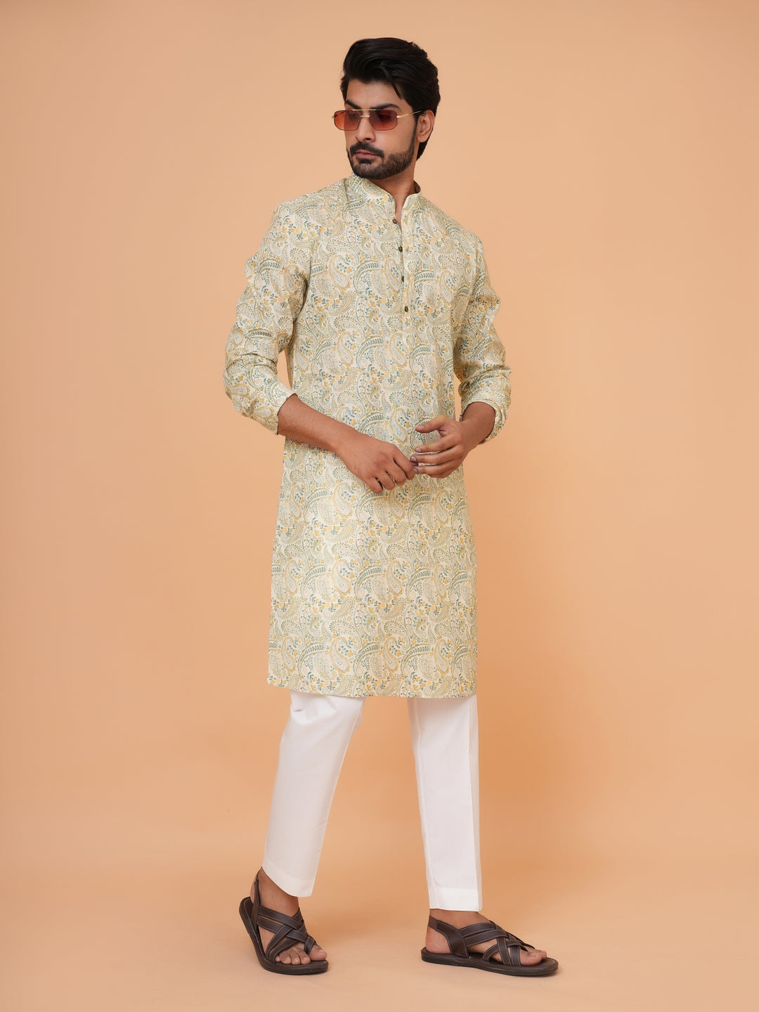 Paisley Green Kurta Set - KM44731-1