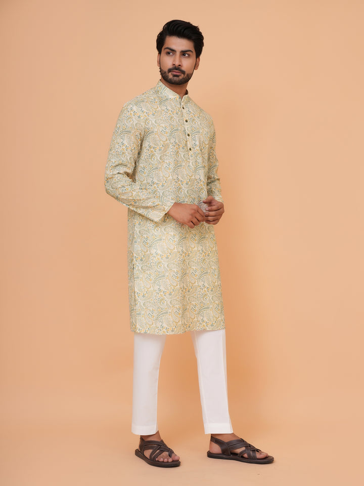 Paisley Green Kurta Set - KM44731-1