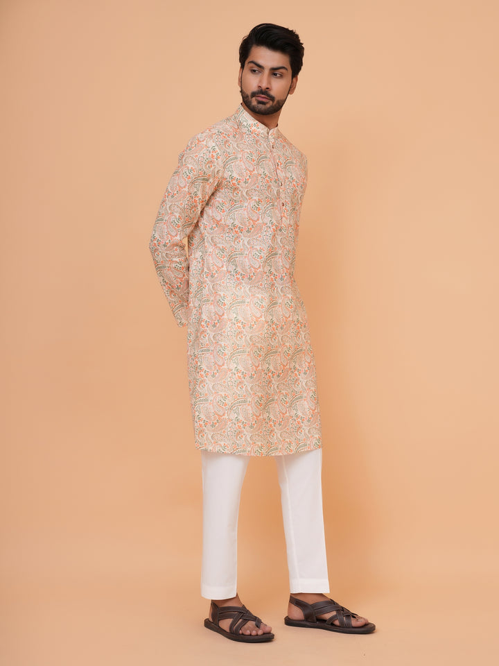 Paisley Orange Kurta Set - KM44731-3