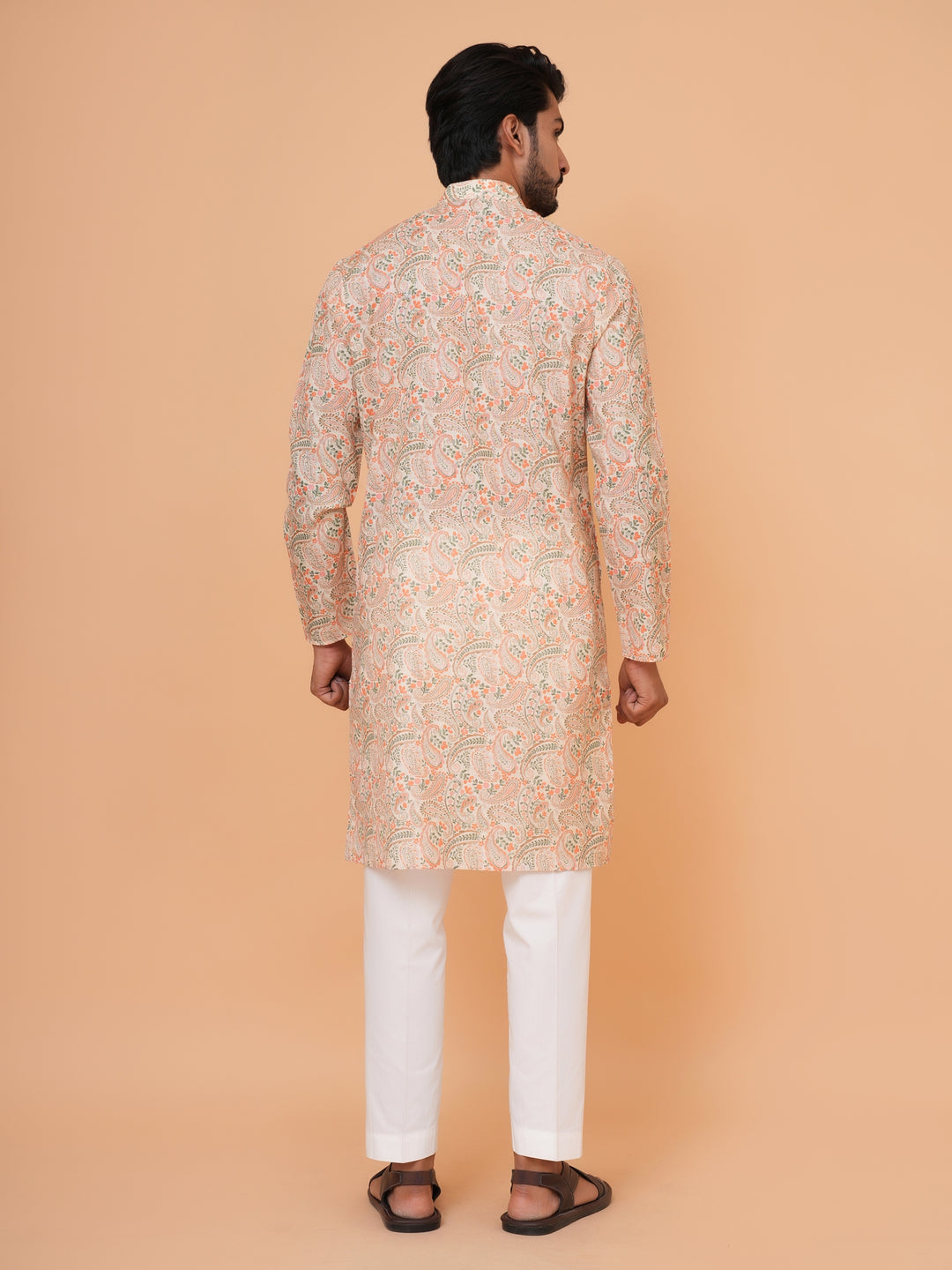 Paisley Orange Kurta Set - KM44731-3