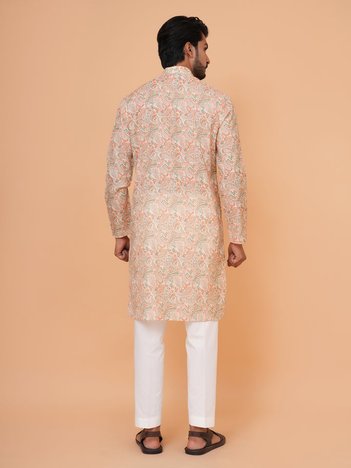 Paisley Orange Kurta Set - KM44731-3