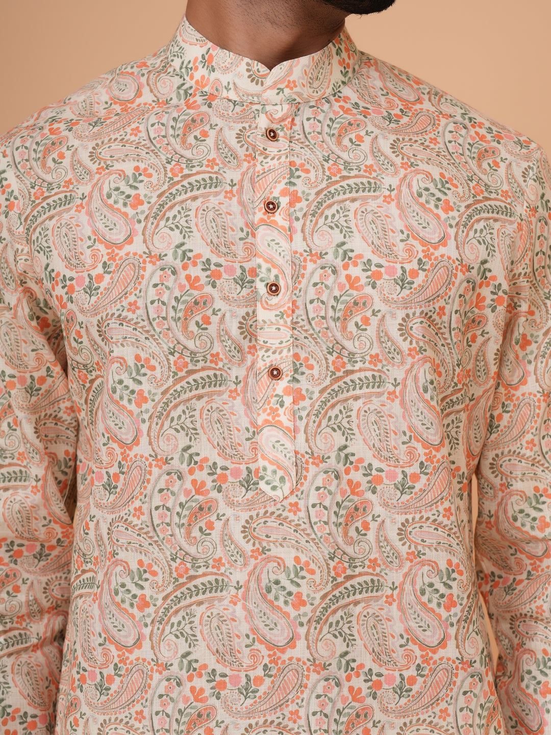 Paisley Orange Kurta Set - KM44731-3