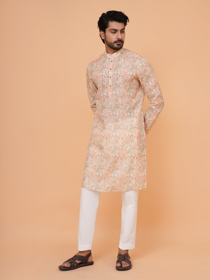 Paisley Orange Kurta Set - KM44731-3