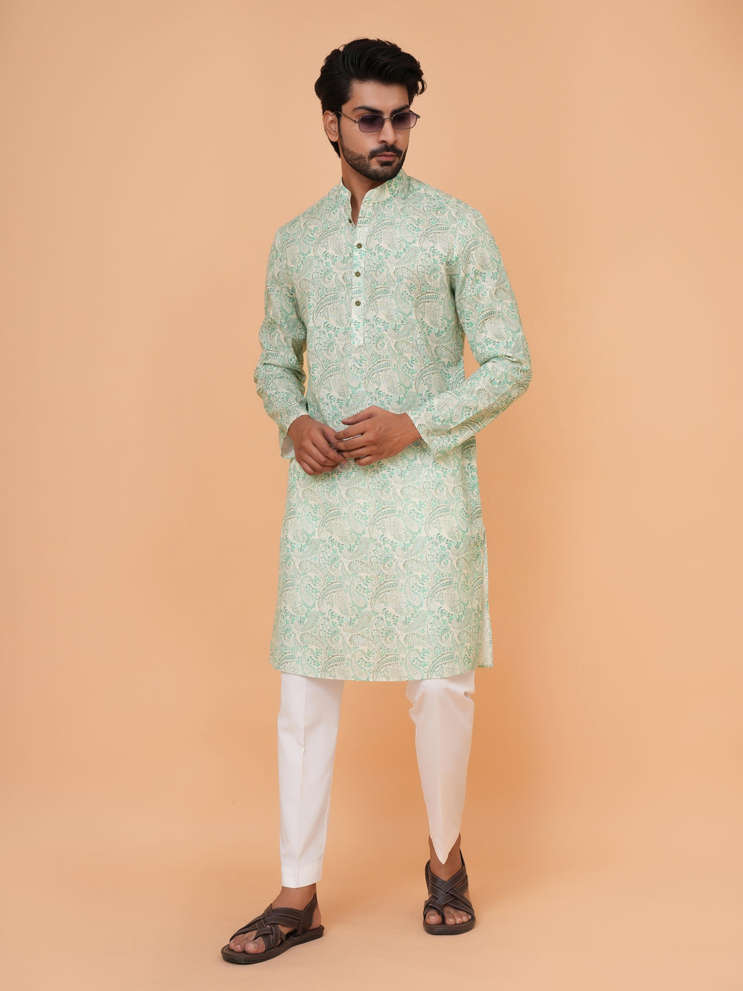 Paisley Green Kurta Set - KM44731-2