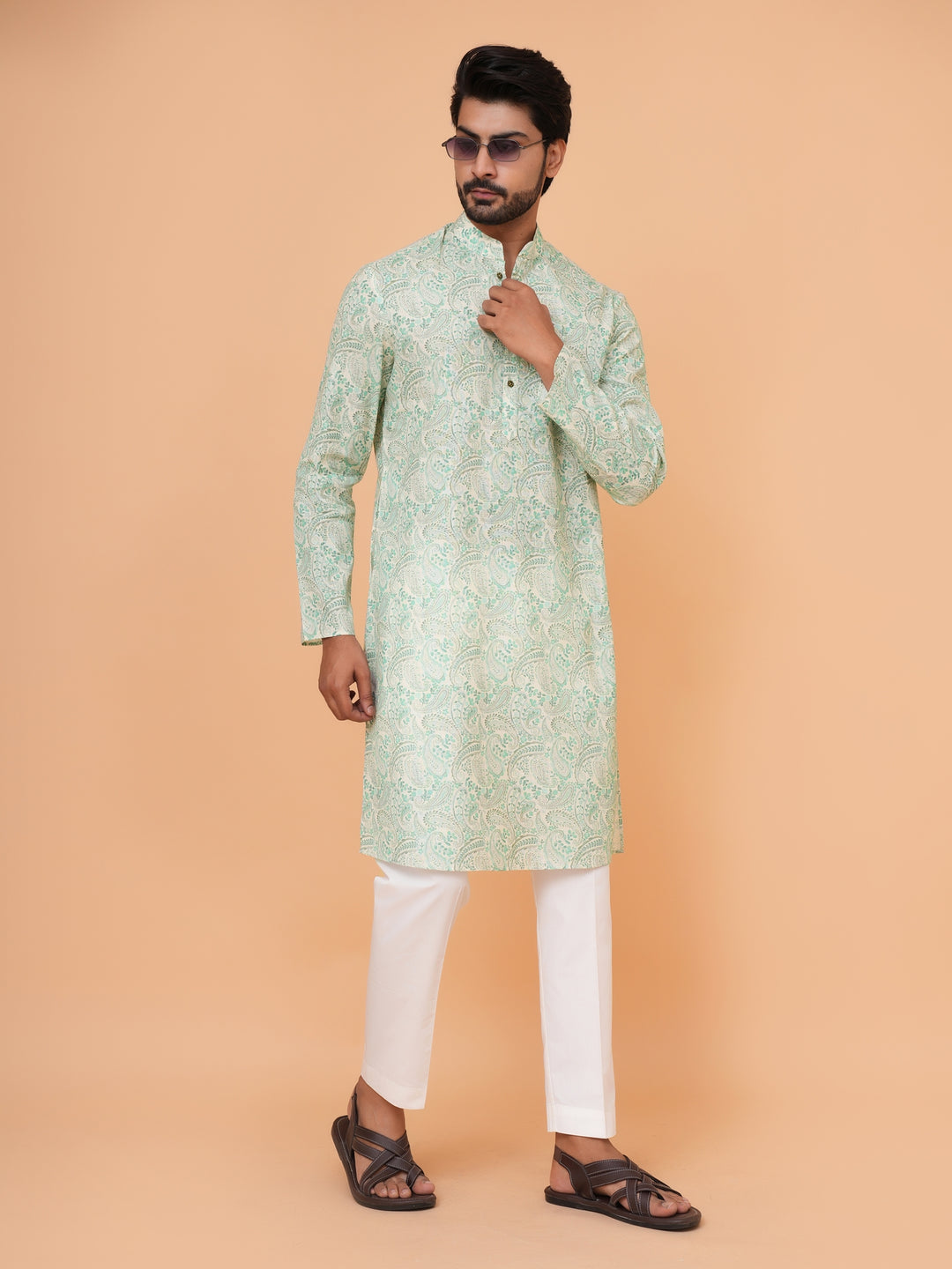 Paisley Green Kurta Set - KM44731-2