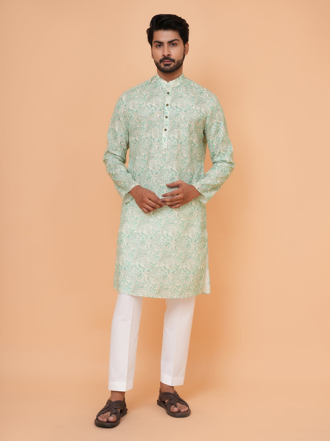 Paisley Green Kurta Set - KM44731-2