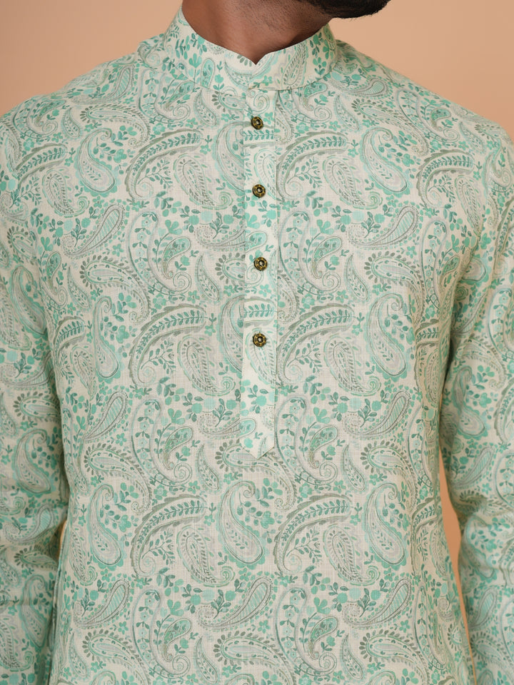 Paisley Green Kurta Set - KM44731-2