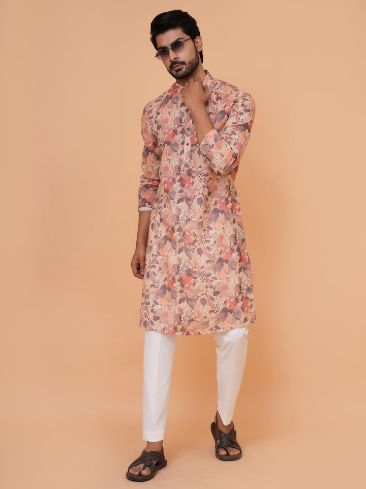 Abstract Brown Kurta Set - KM44732-11