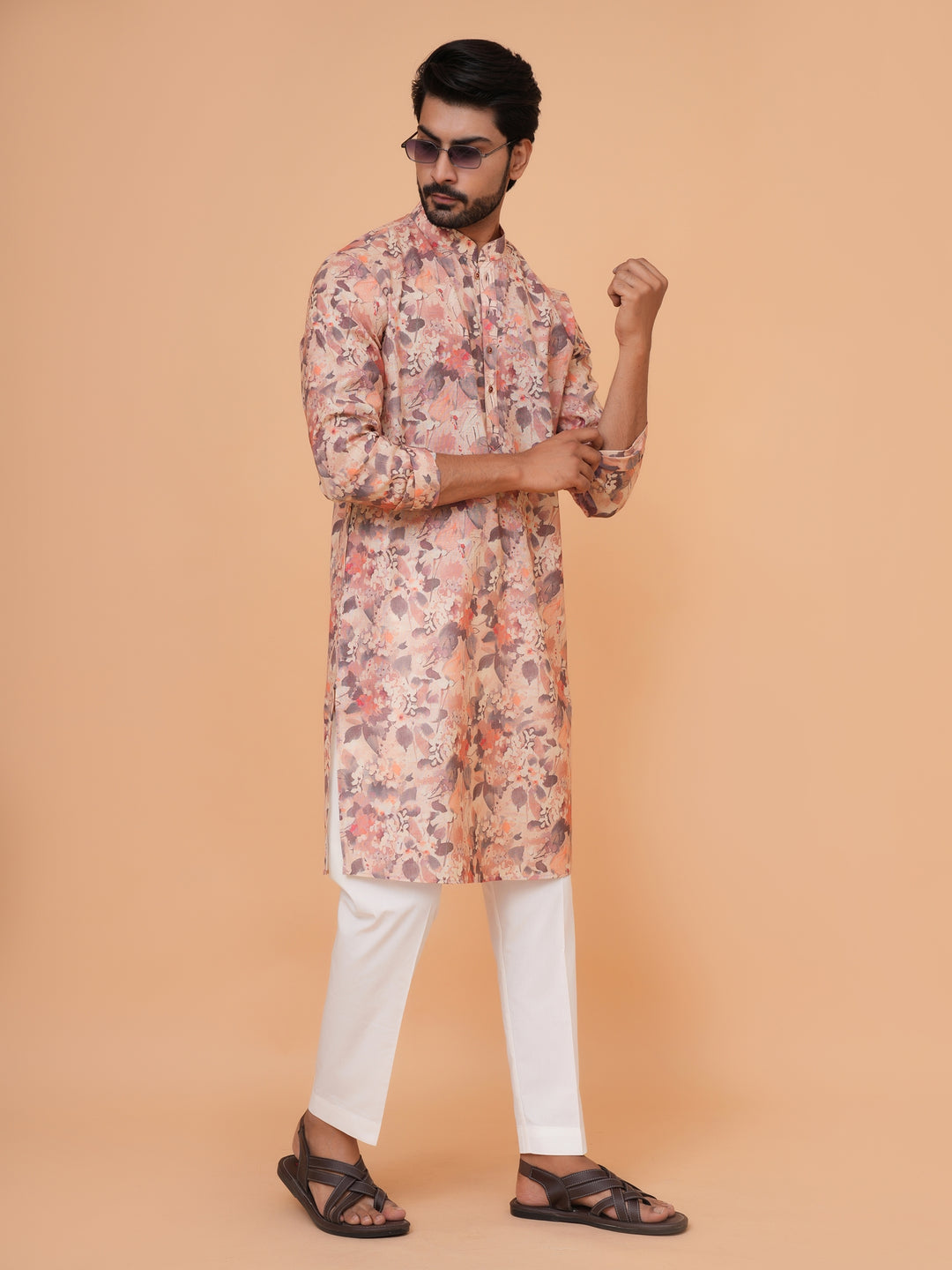 Abstract Brown Kurta Set - KM44732-11