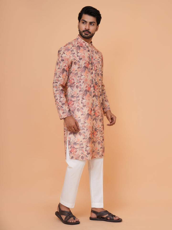 Abstract Brown Kurta Set - KM44732-11