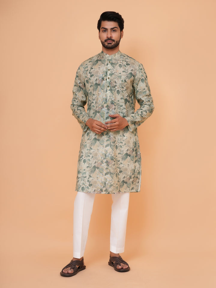 Abstract Green Kurta Set - KM44732-12