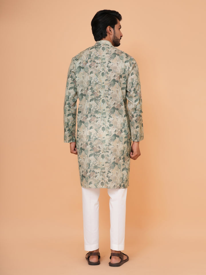 Abstract Green Kurta Set - KM44732-12
