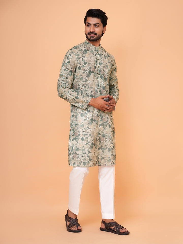 Abstract Green Kurta Set - KM44732-12