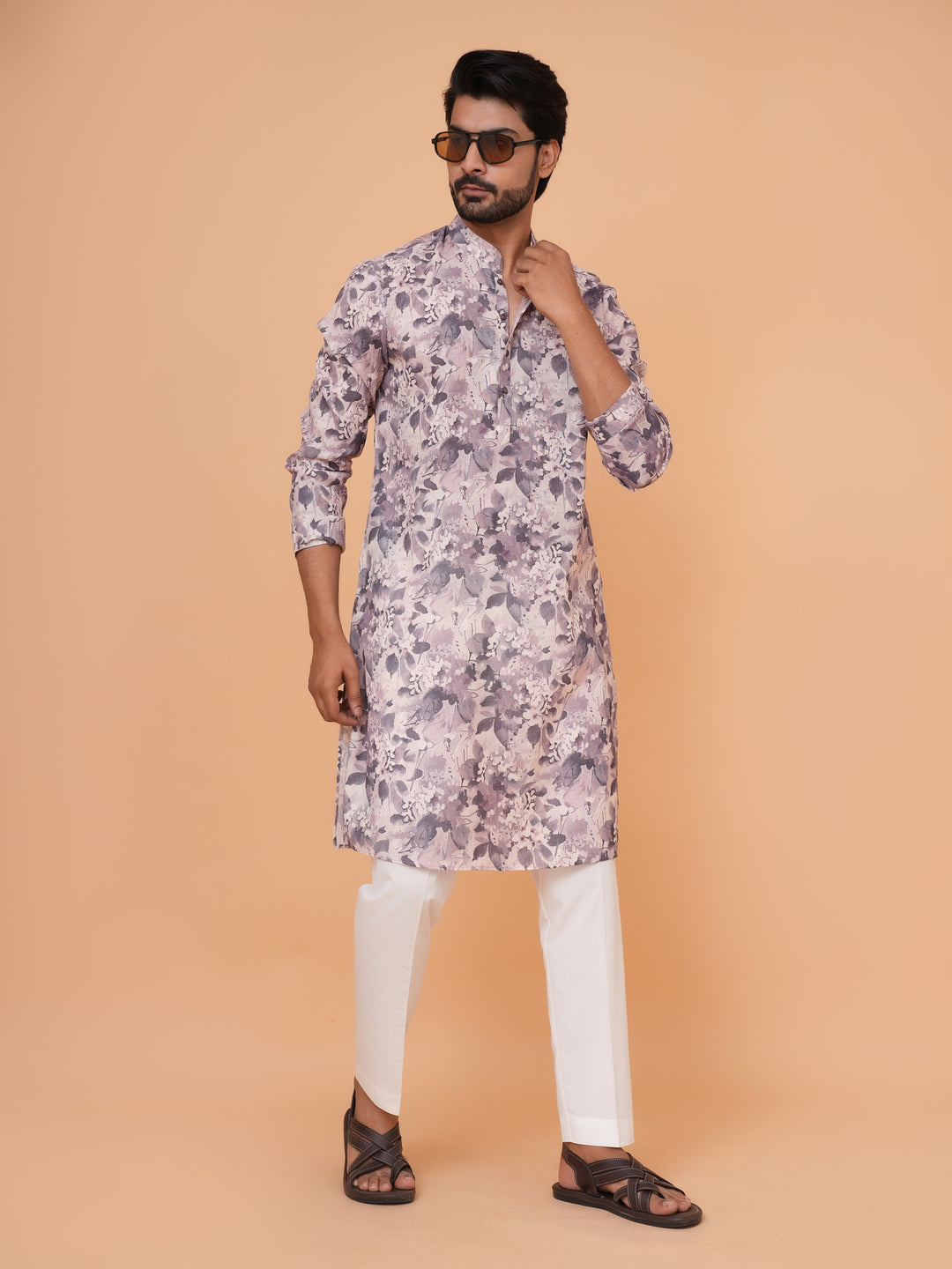 Abstract Purple Kurta Set - KM44732-13