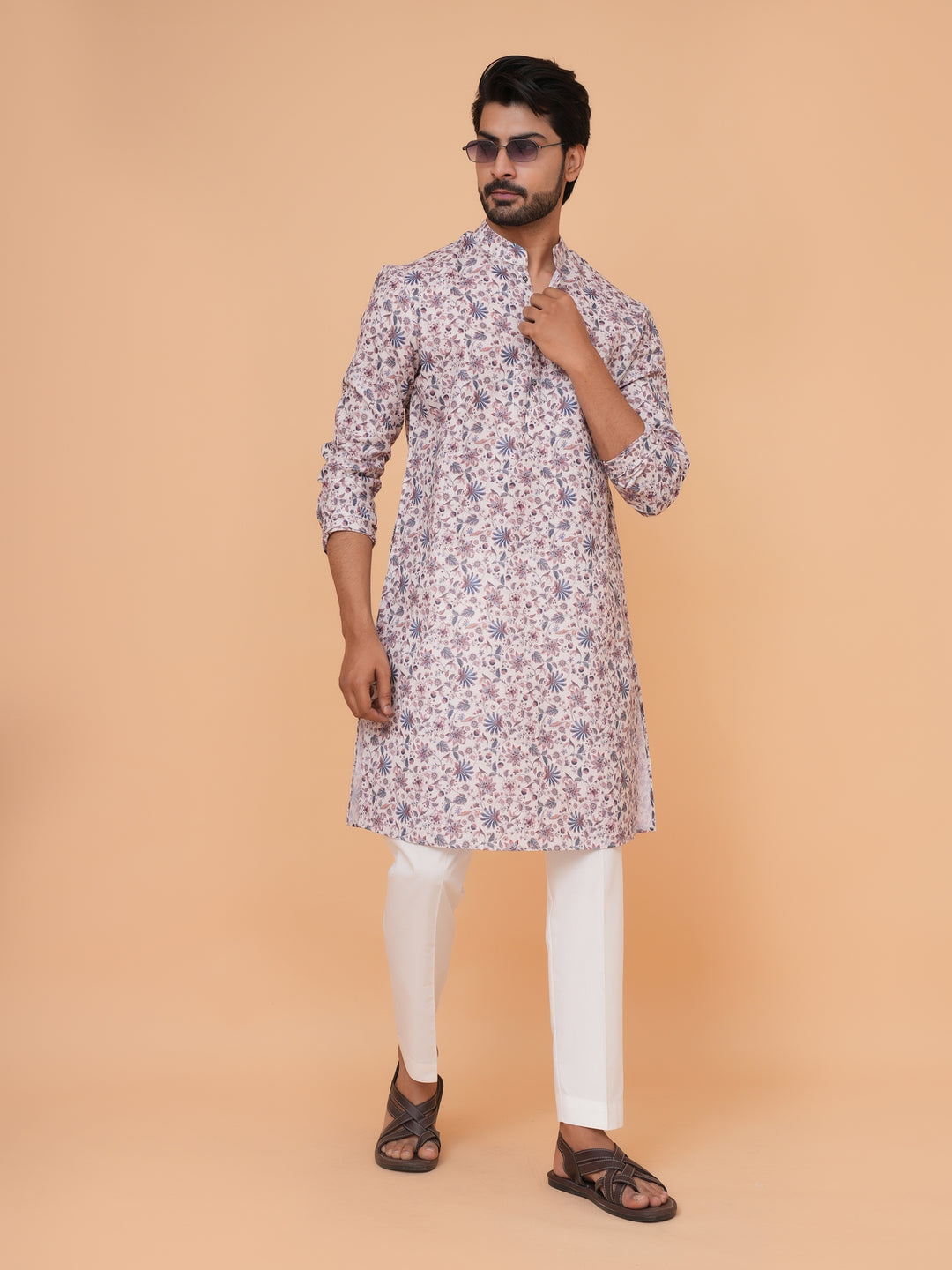 Floral Fawn Kurta Set - KM44917-71