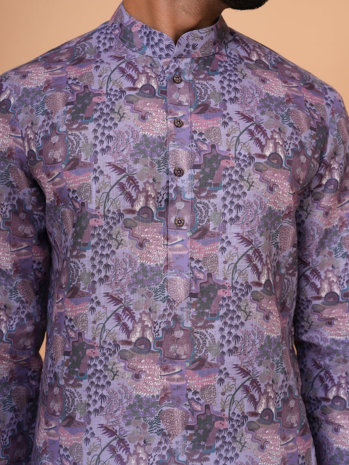 Abstract Purple Kurta Set - KM37226-7