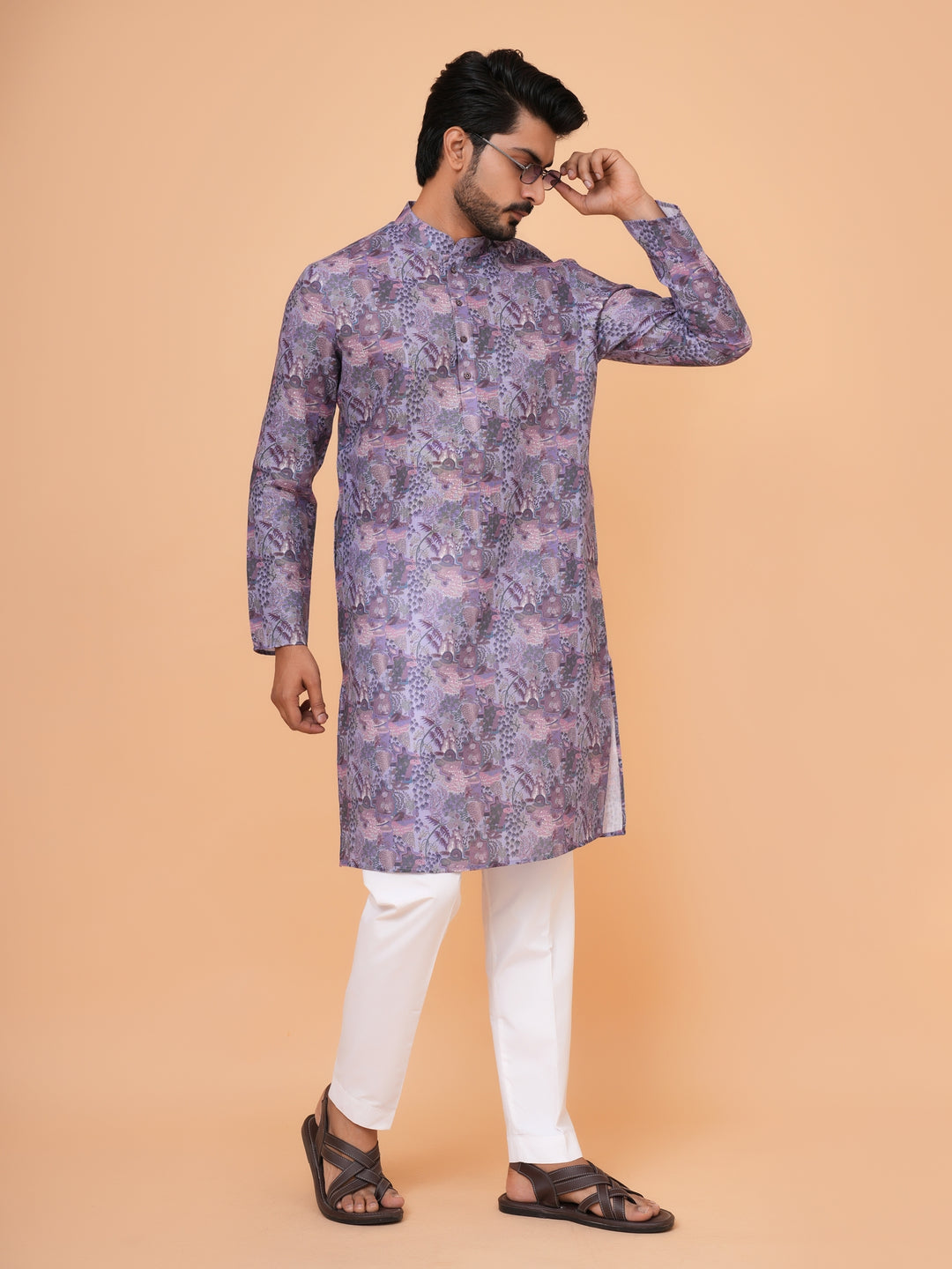 Abstract Purple Kurta Set - KM37226-7
