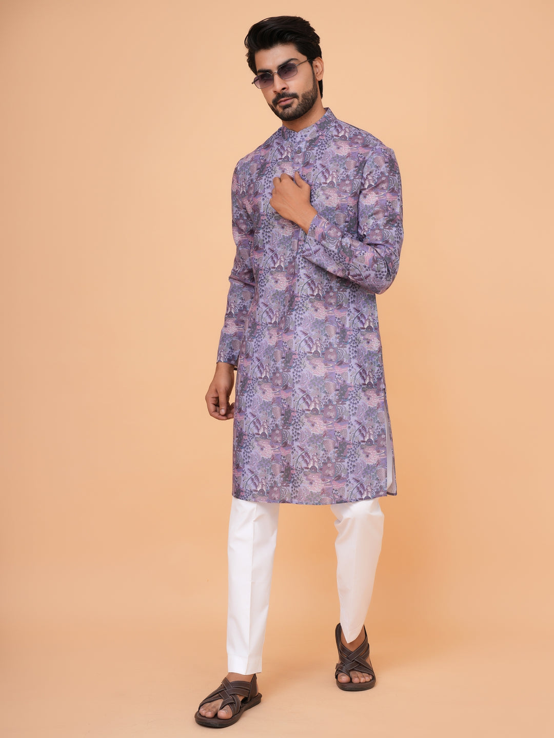 Abstract Purple Kurta Set - KM37226-7