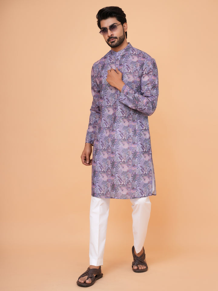 Abstract Purple Kurta Set - KM37226-7