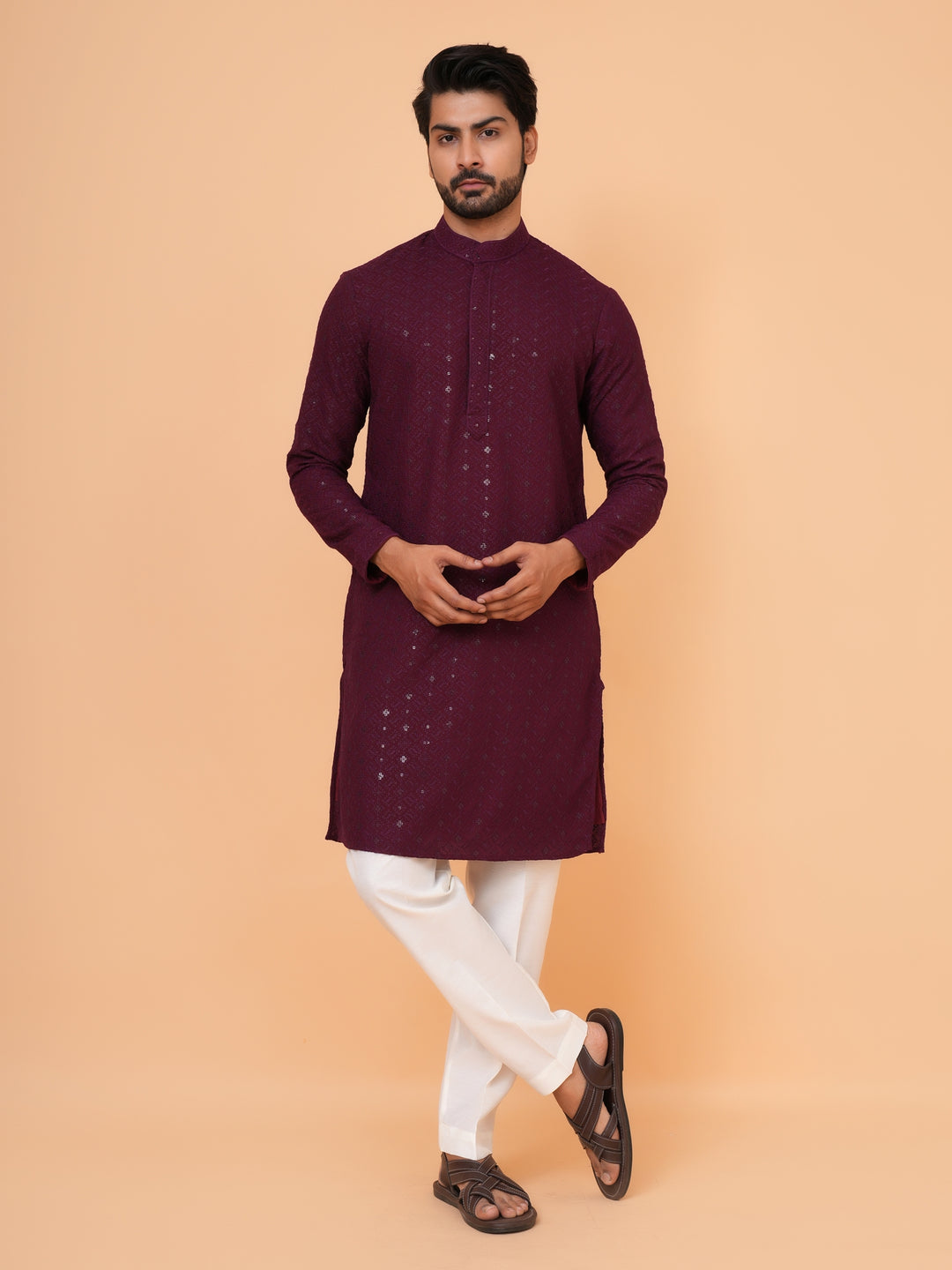 Sequence Wine Kurta Set - KM42087-25