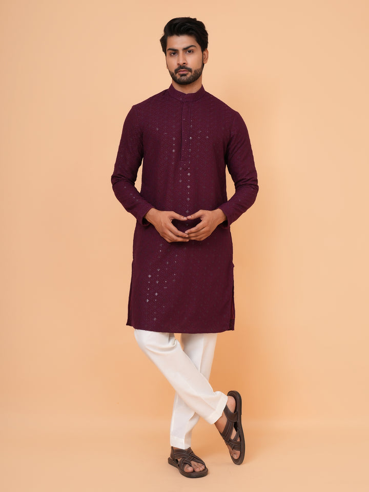 Sequence Wine Kurta Set - KM42087-25